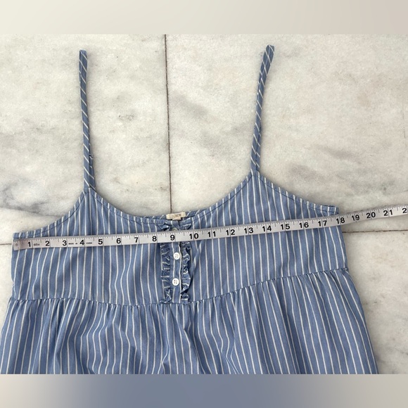 J. Crew Tank Top Tunic Blue White Strap Ruffle Button Cotton Women L Babydoll - Picture 6 of 7